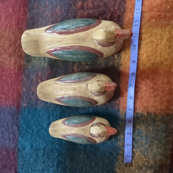 Vintage 80's hand painted duck decoy set of 3. Small, medium, large sizes - Picture 6 of 9